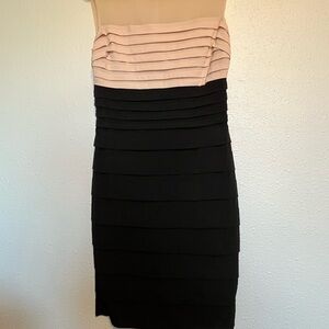 Signature by Sangria Blush & Black Tiered Bandage Dress
